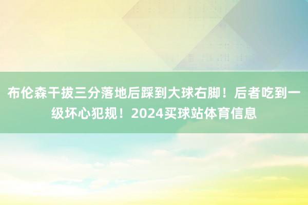 布伦森干拔三分落地后踩到大球右脚！后者吃到一级坏心犯规！2024买球站体育信息