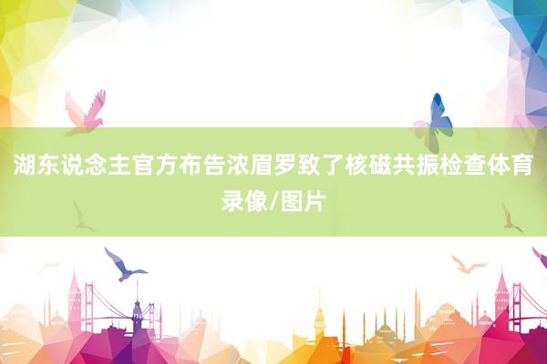 湖东说念主官方布告浓眉罗致了核磁共振检查体育录像/图片